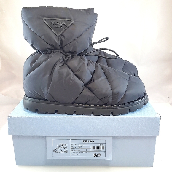 NWT$1,120 PRADA Blow 19 Quilted Nylon Drawstring Winter Snow Bootie Boot Sz 39.5 - Picture 7 of 16
